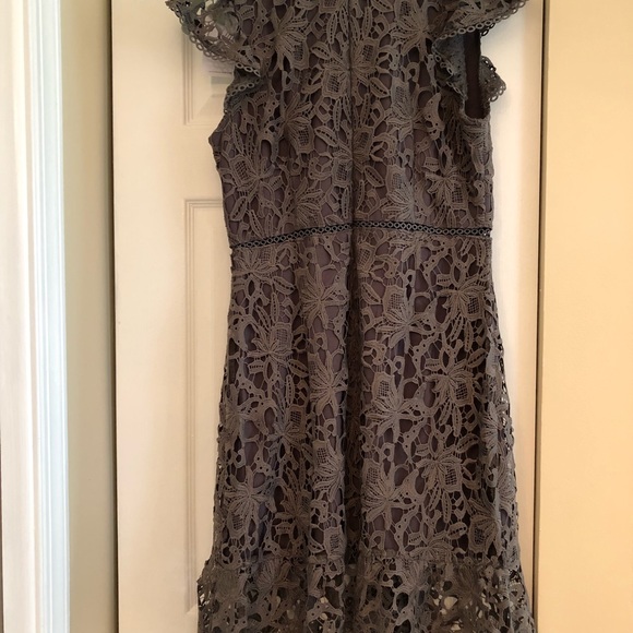 NWT J.O.A. grey lace dress- just one answer size large woman’s dress cap sleeve - Picture 3 of 10